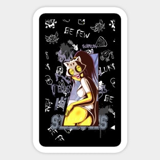 Dope Slluks dancing girl character looking for trouble drawing Sticker